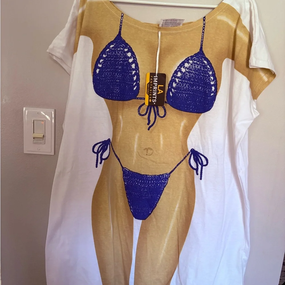 Women’s Vintage T-Shirt Beach Bikini Swimwear My Bikini LA Imprints one size NWT